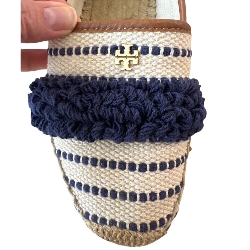 Tory Burch Shaw Fringe Espadrilles Navy Cream Stripe 8 - Picture 12 of 13